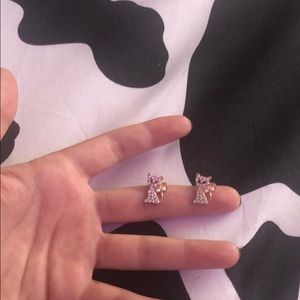 Cute rose gold cat earrings